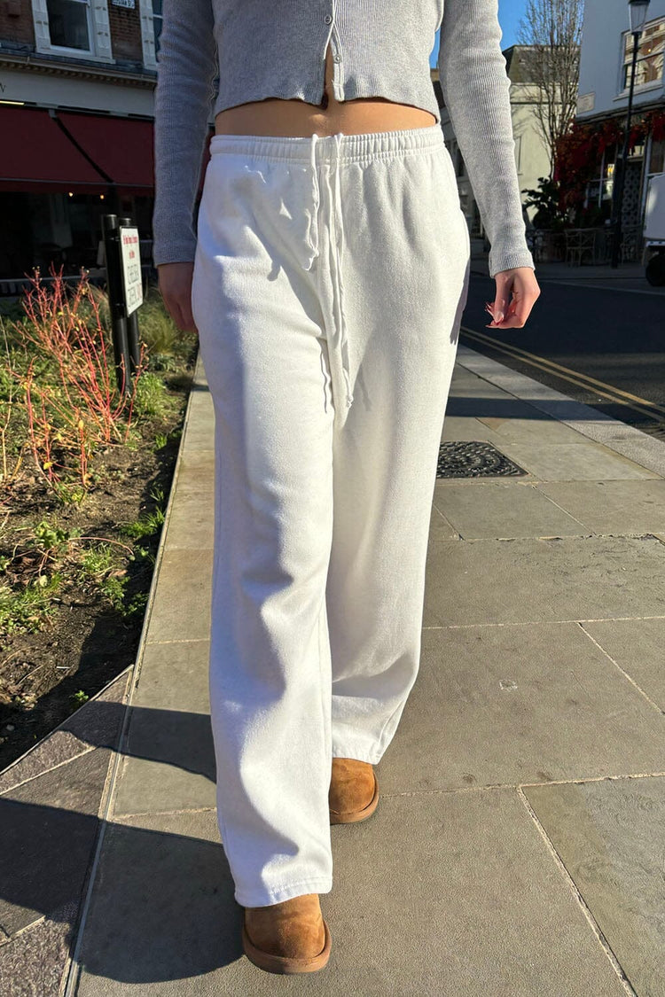 Anastasia Tie Sweatpants | Heather White / XS/S