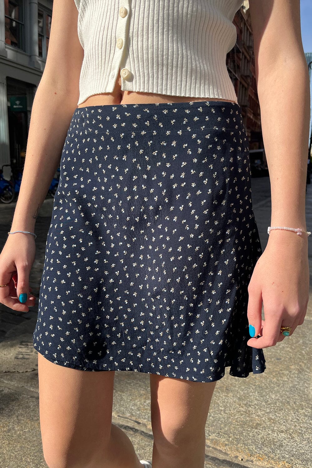 Navy Blue With Light Blue Floral / XS/S