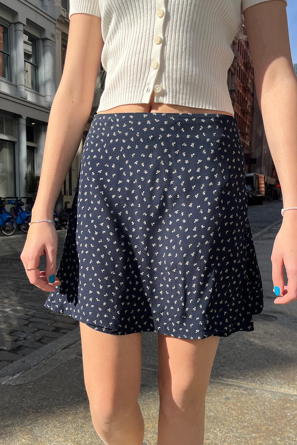 Navy Blue With Light Blue Floral / XS/S