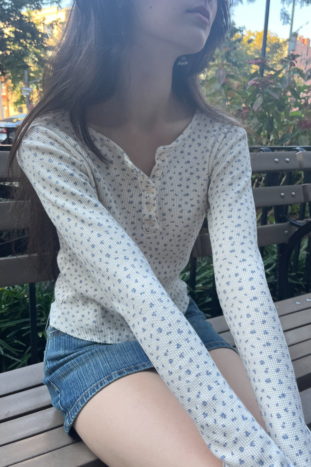 Ivory Hibiscus Blue Floral / S