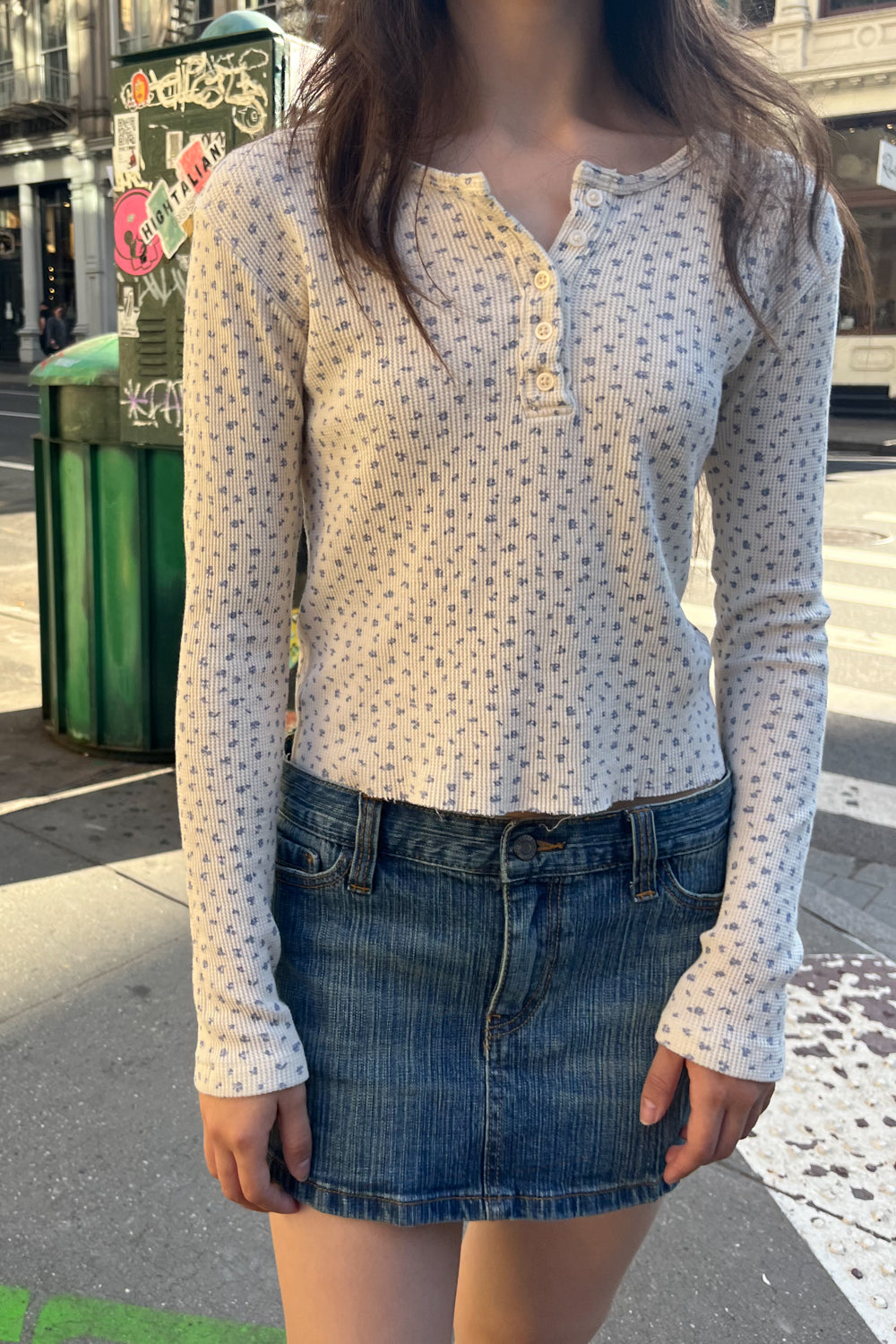 Ivory Hibiscus Blue Floral / S