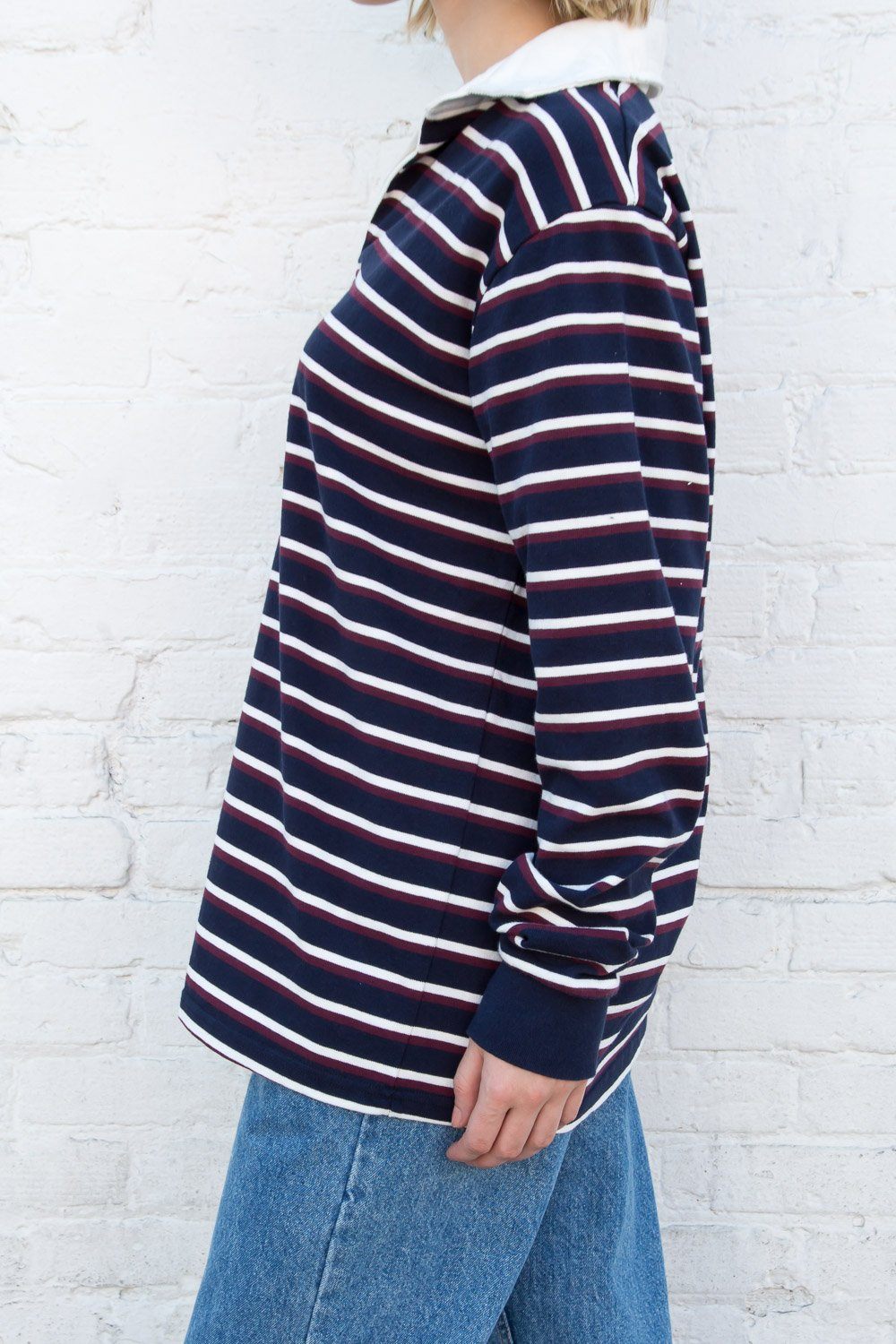 Navy Maroon White Stripes / Oversized Fit