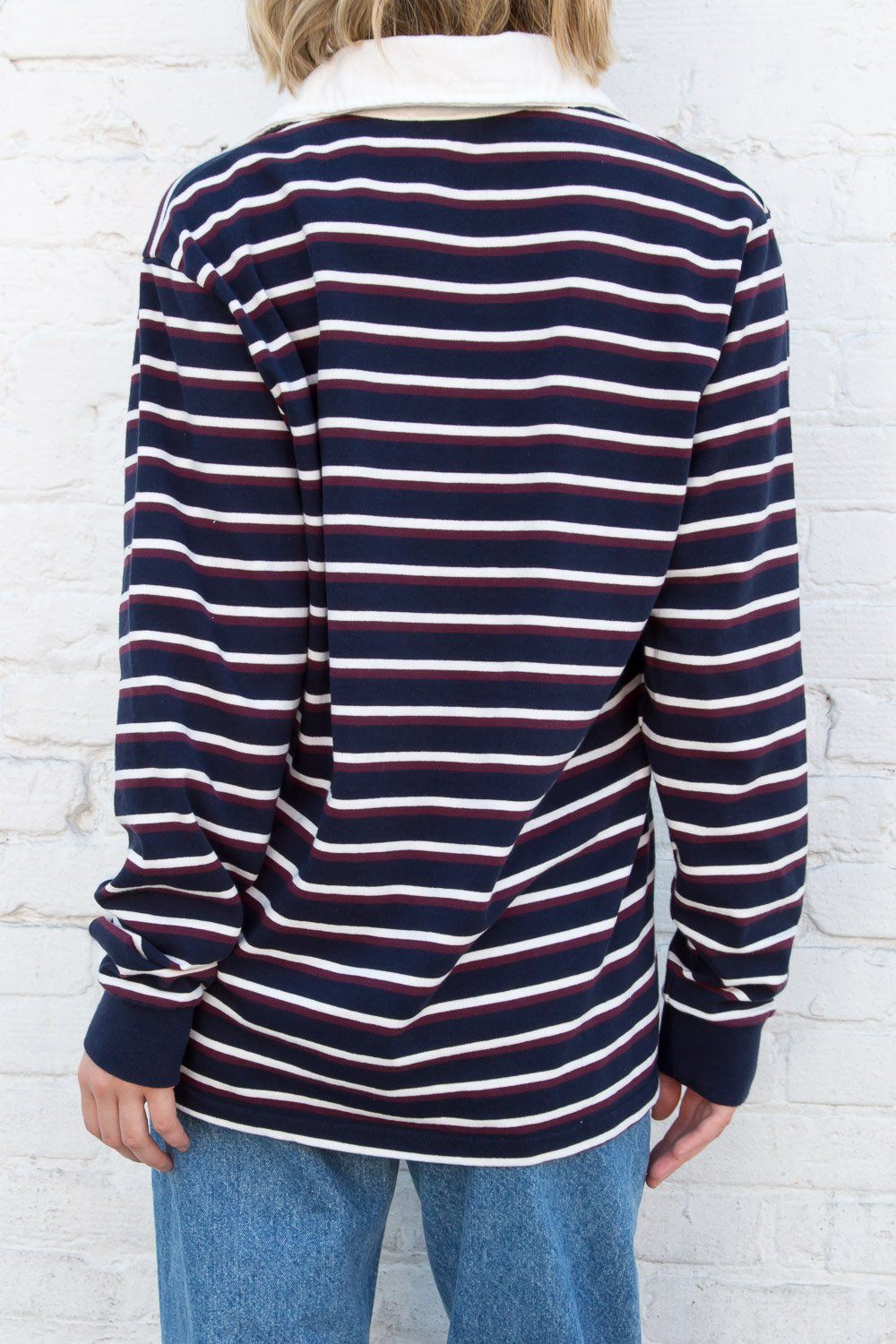 Navy Maroon White Stripes / Oversized Fit