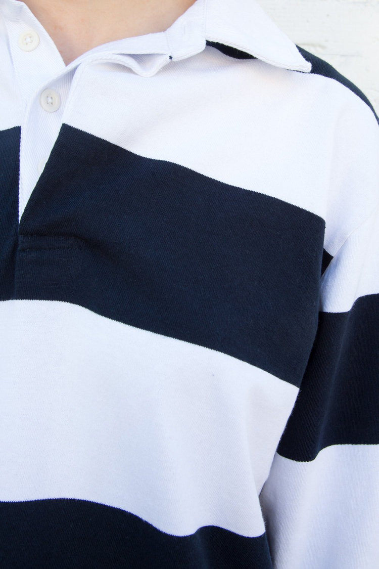 Evelyn Oversize Top | White With Navy Blue Stripes / Oversized Fit