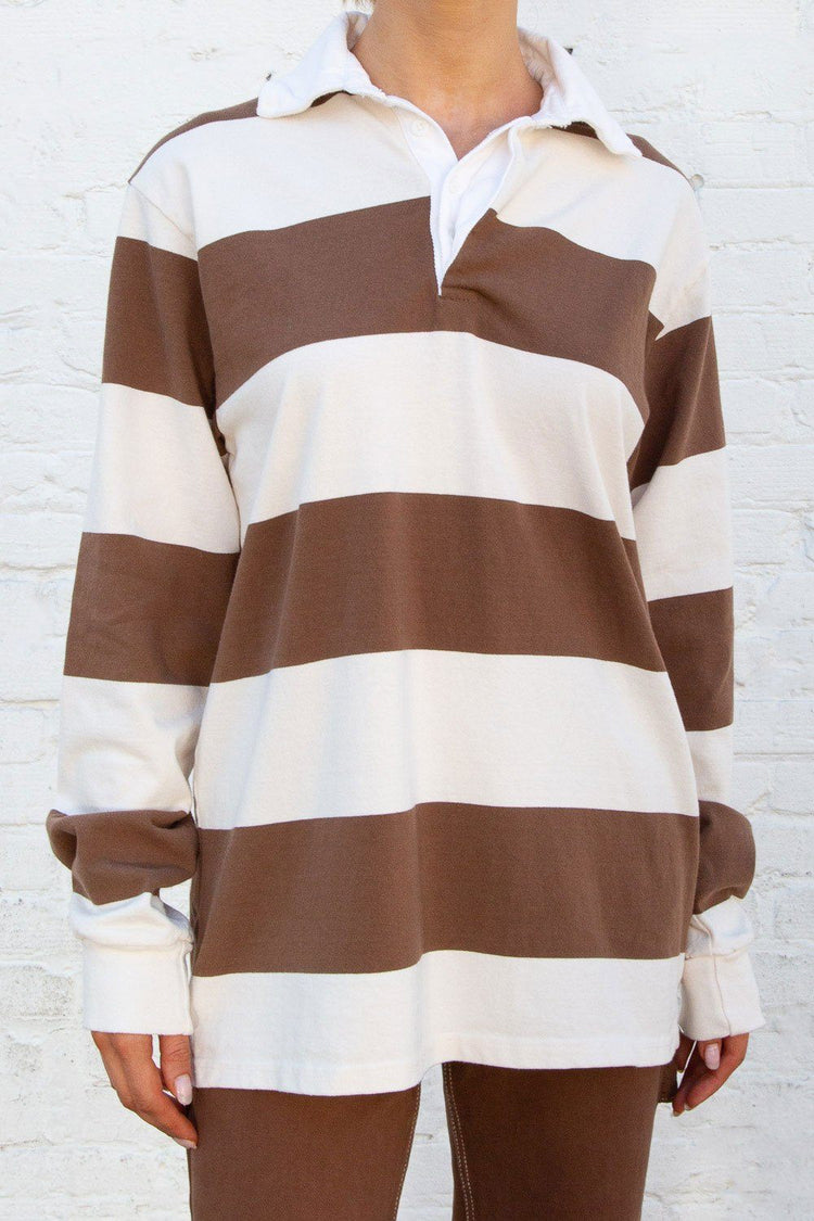 Evelyn Oversize Top | Ivory With Brown / Oversized Fit