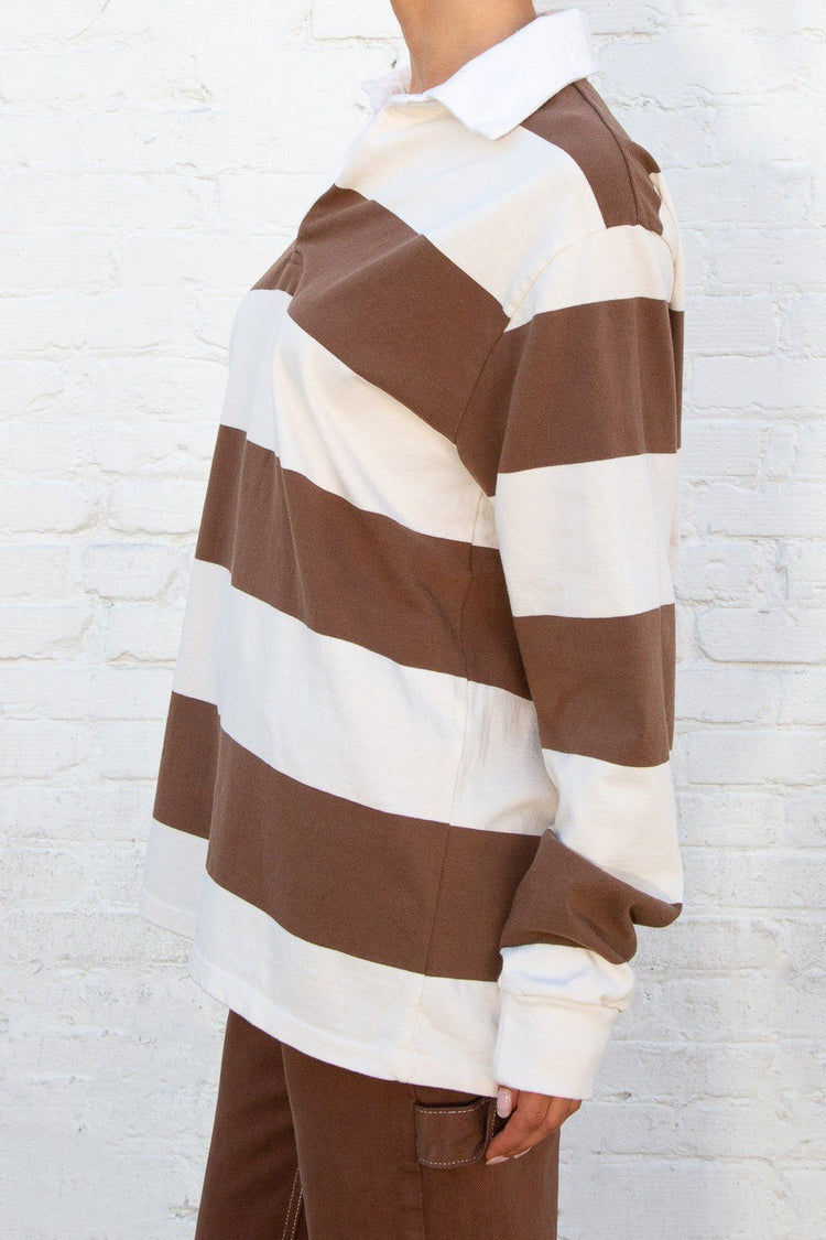 Evelyn Oversize Top | Ivory With Brown / Oversized Fit