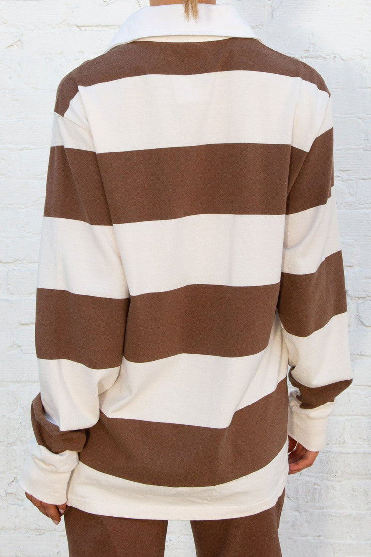 Evelyn Oversize Top | Ivory With Brown / Oversized Fit