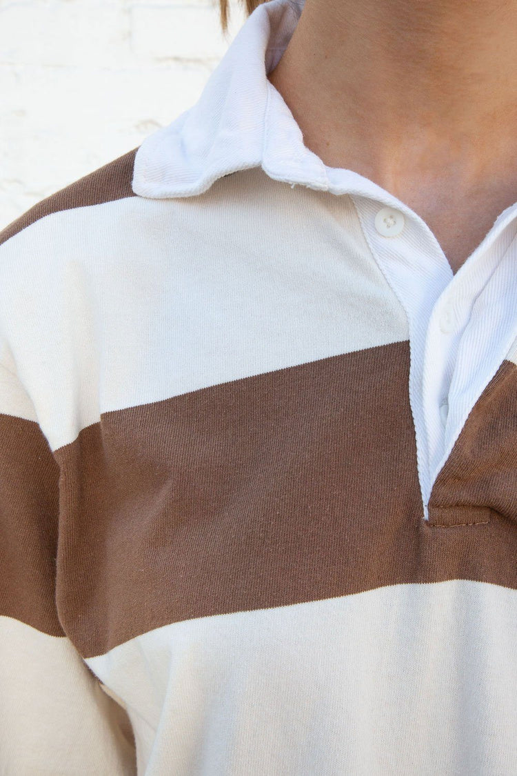 Evelyn Oversize Top | Ivory With Brown / Oversized Fit