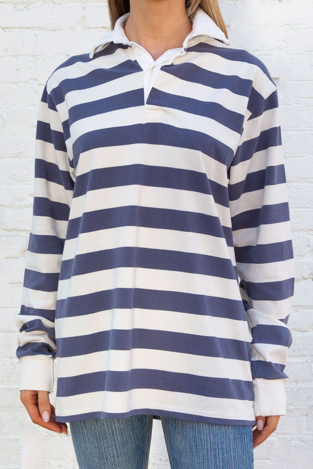 Ivory With Blue Stripes / Oversized Fit