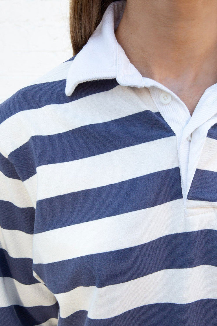 Evelyn Oversize Top | Ivory With Blue Stripes / Oversized Fit