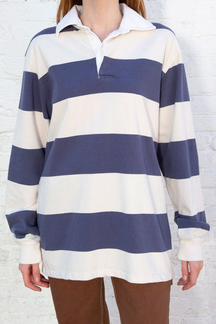 Evelyn Oversize Top | Ivory and Blue / Oversized Fit