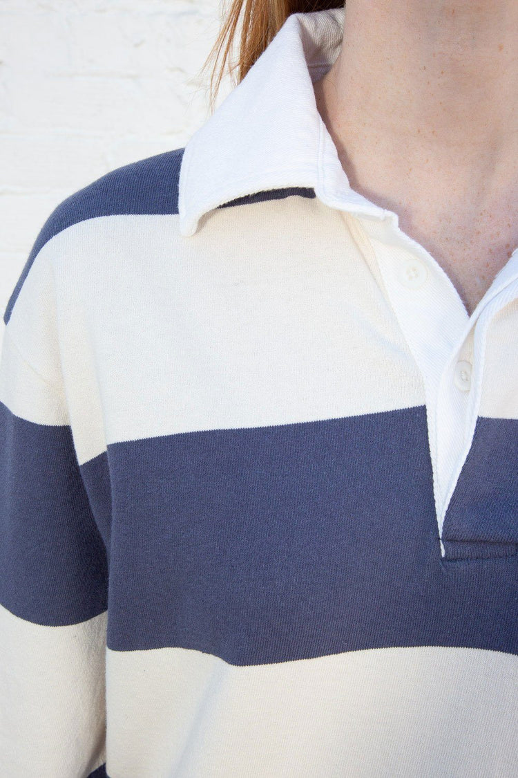 Evelyn Oversize Top | Ivory and Blue / Oversized Fit
