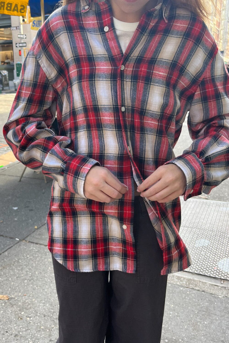 Hazel Flannel Top | Red Navy Ivory Plaid / S/M