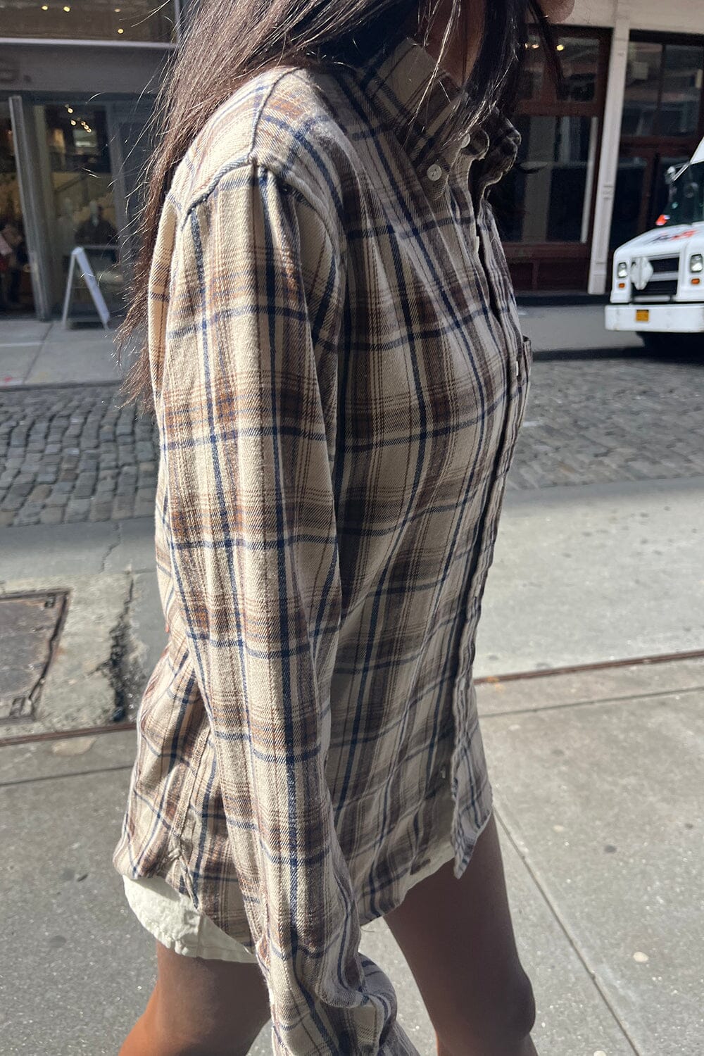 Tan Navy Brown Plaid / S/M