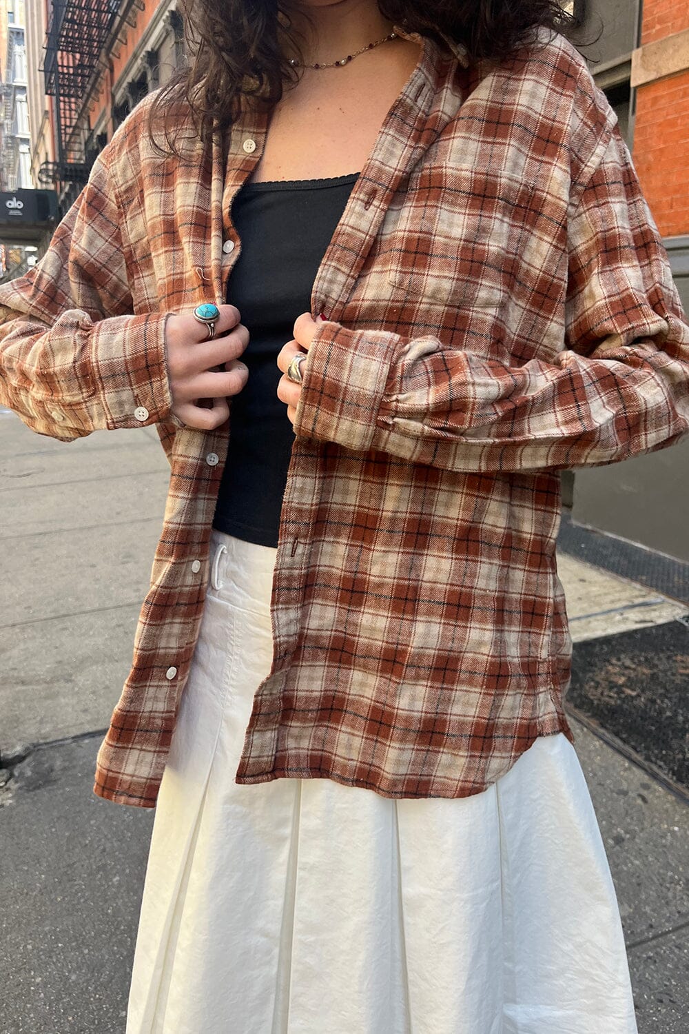 Orange Cream Navy Plaid / S/M