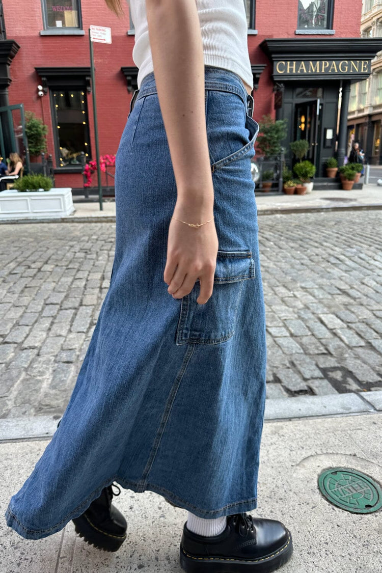 【BAON】Kansoy Denim Long Skirt BAON】Kansoy Denim Long Skirt Korean Style Retro Grey High