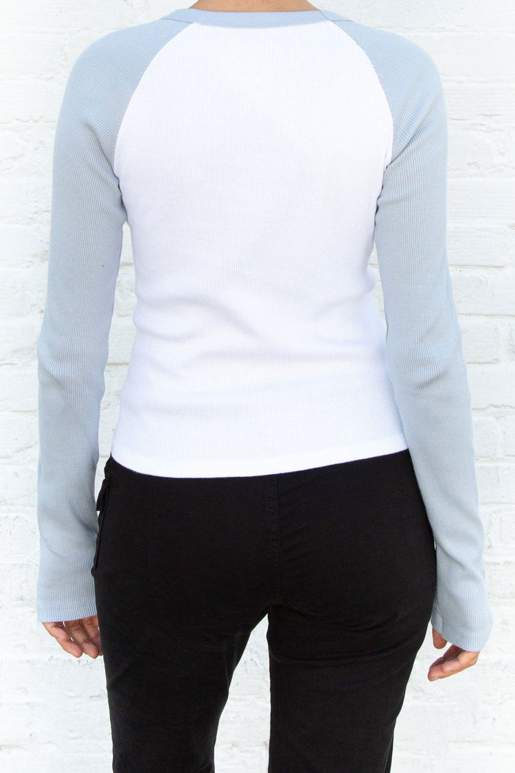 Bella Top | White and Light Blue / S