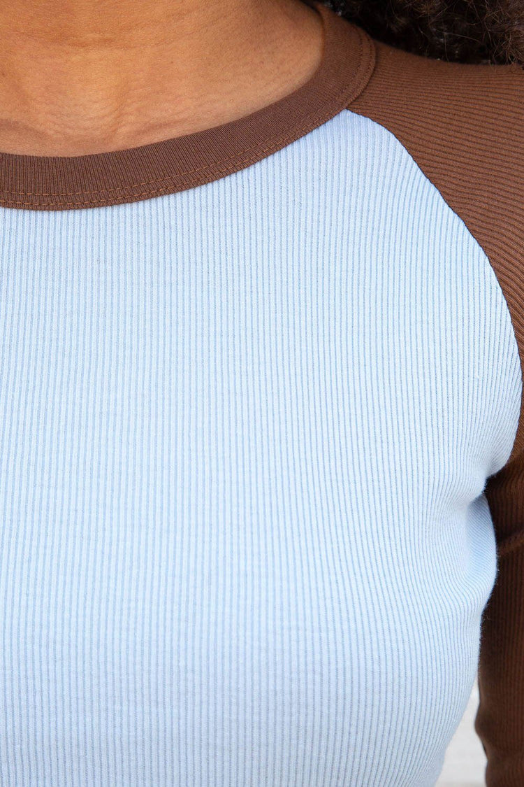 Bella Top | Light Blue Brown / S