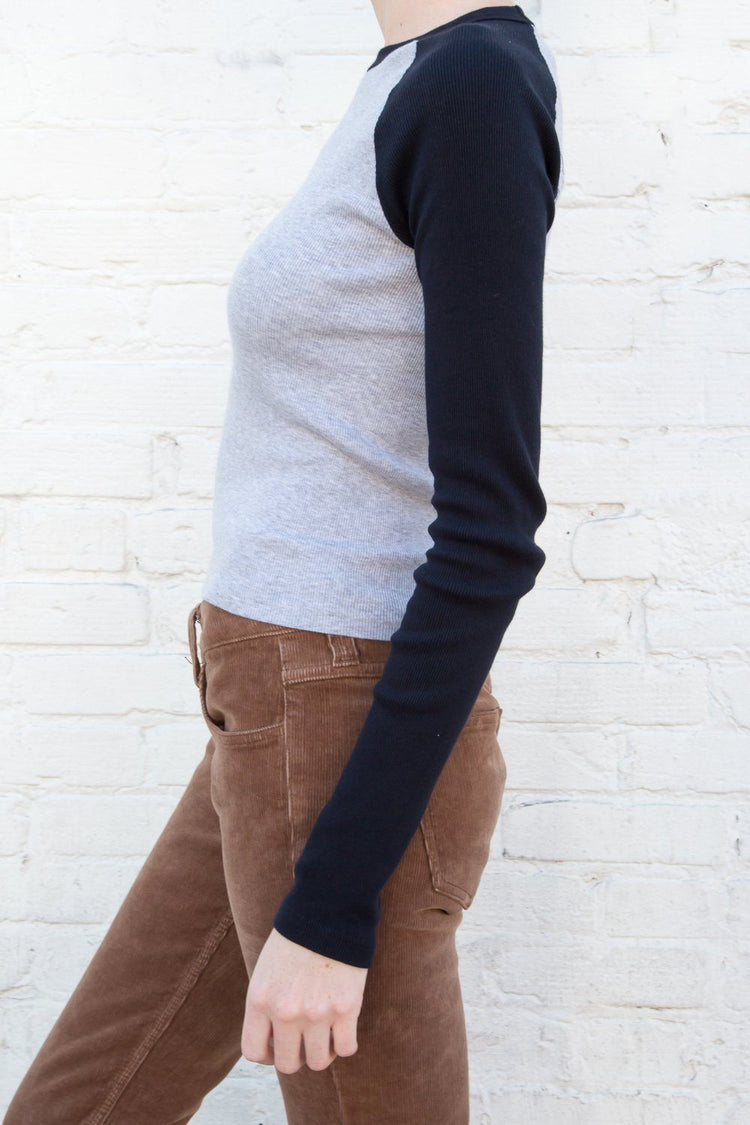 Bella Top | Heather Grey With Dark Navy Blue / S