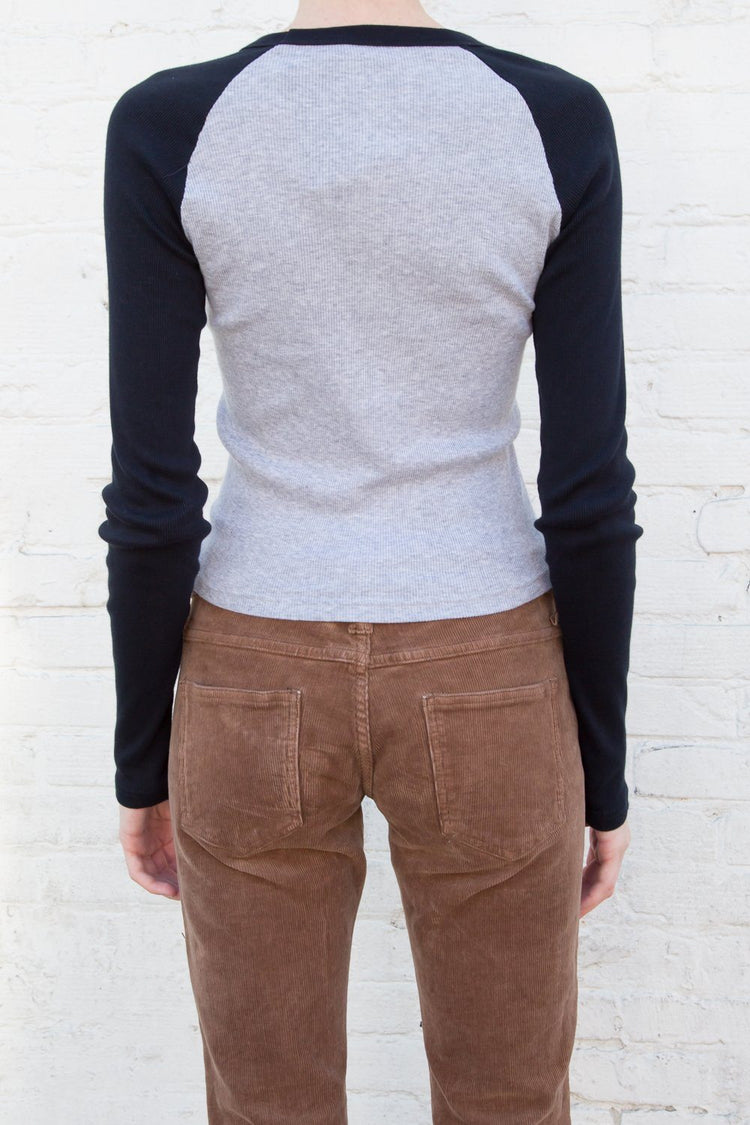 Bella Top | Heather Grey With Dark Navy Blue / S