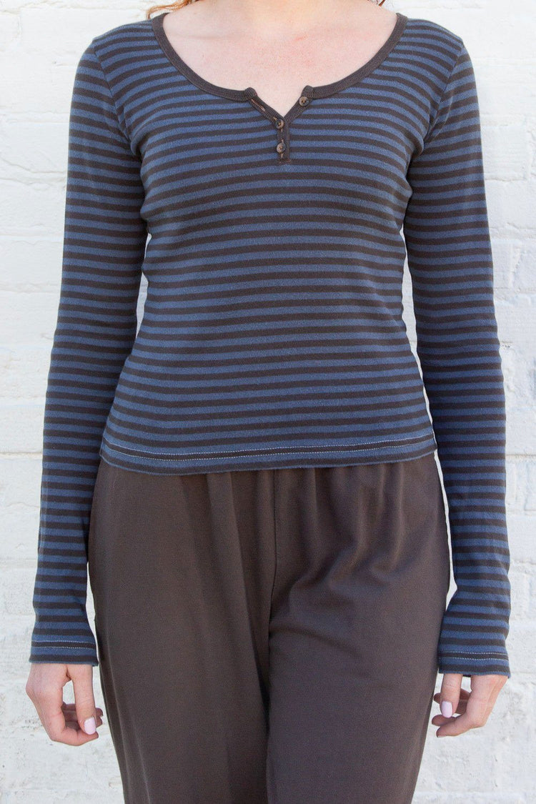 Zelly Stripe Top | Brown Navy Blue Stripes / XS/S