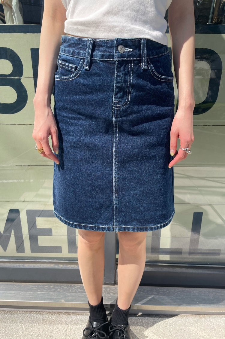 Sally Midi Denim Skirt | Dark Denim / S/M