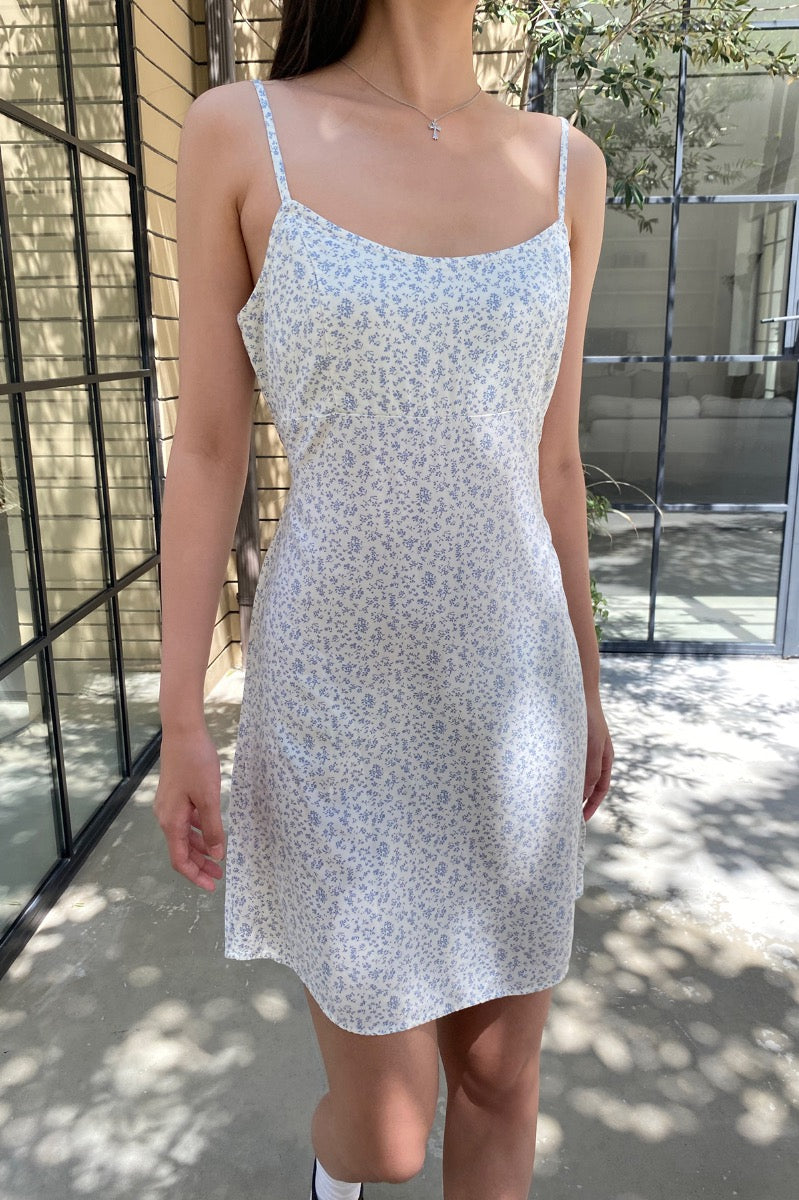 White with Light Blue Floral / S