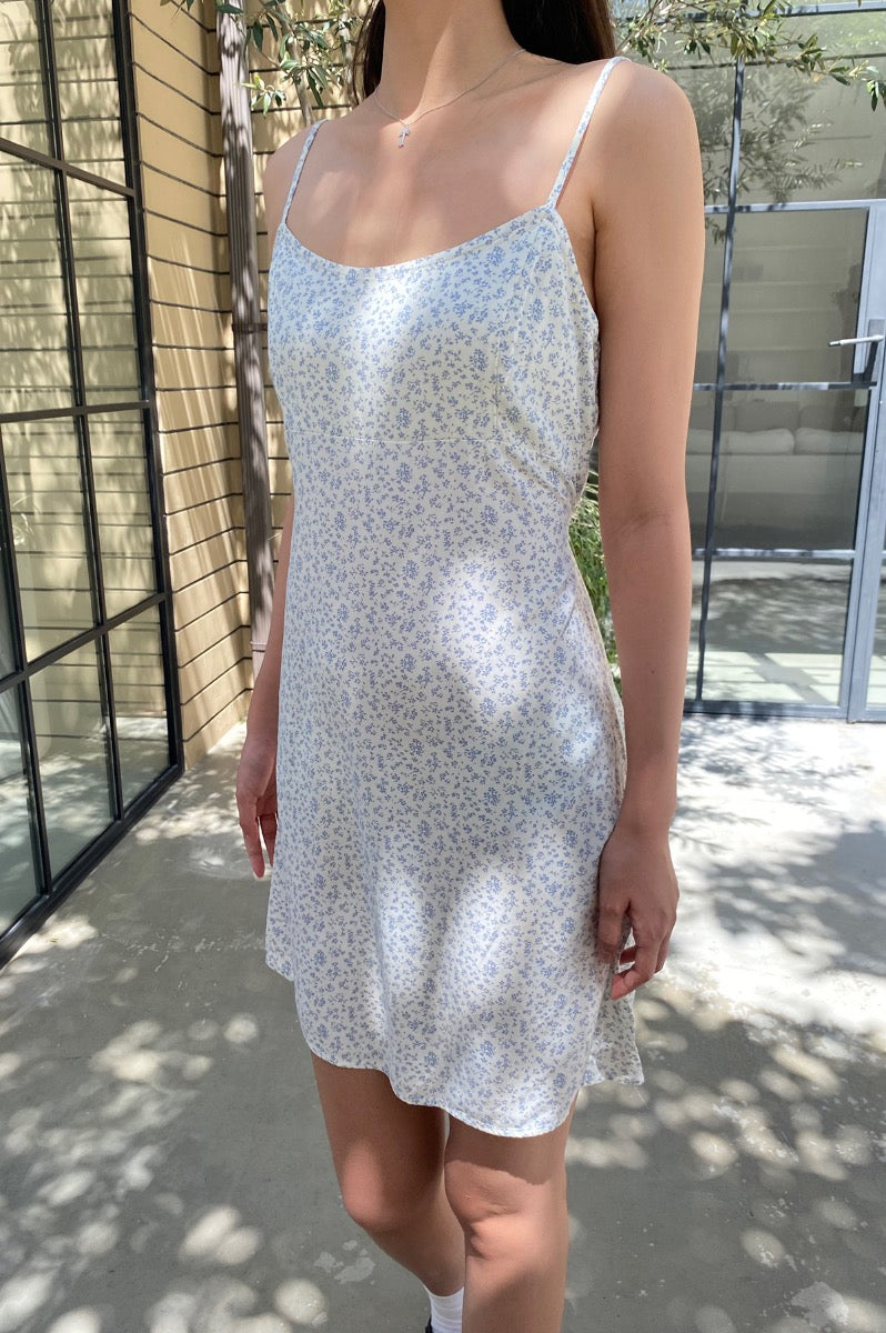 White with Light Blue Floral / S