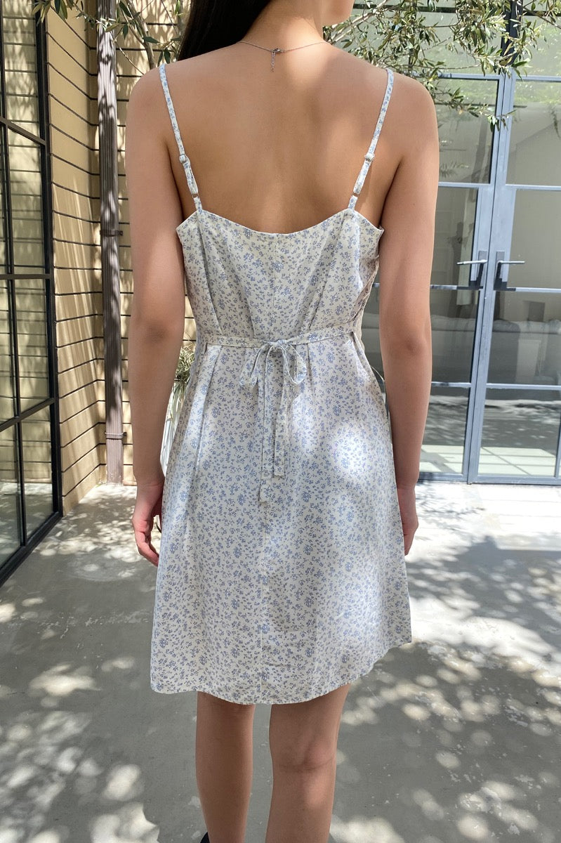 White with Light Blue Floral / S