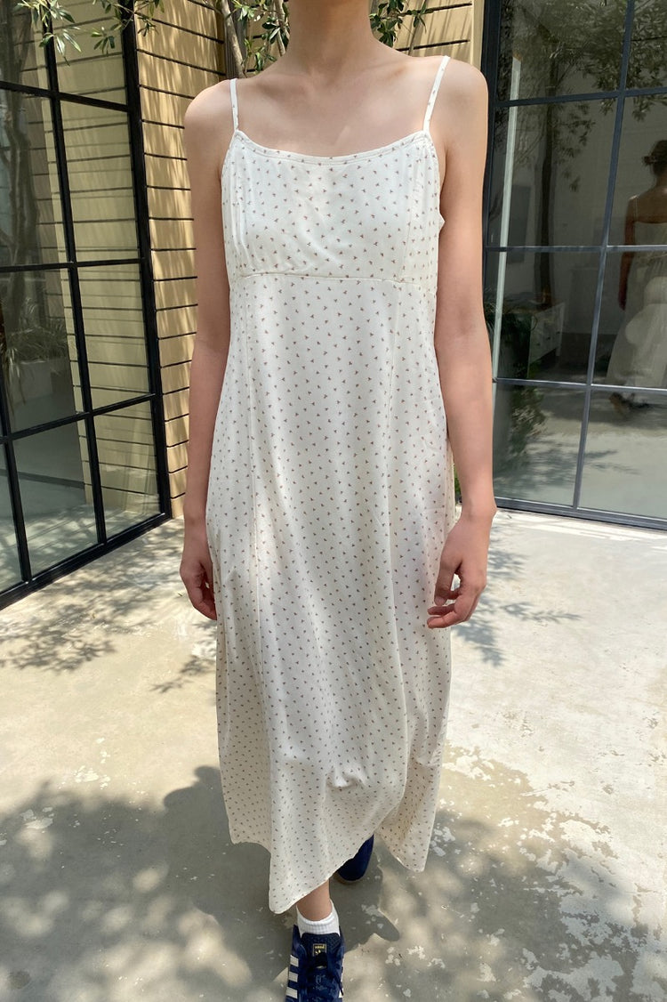 Colleen Floral Dress | Beige with Red Floral / S