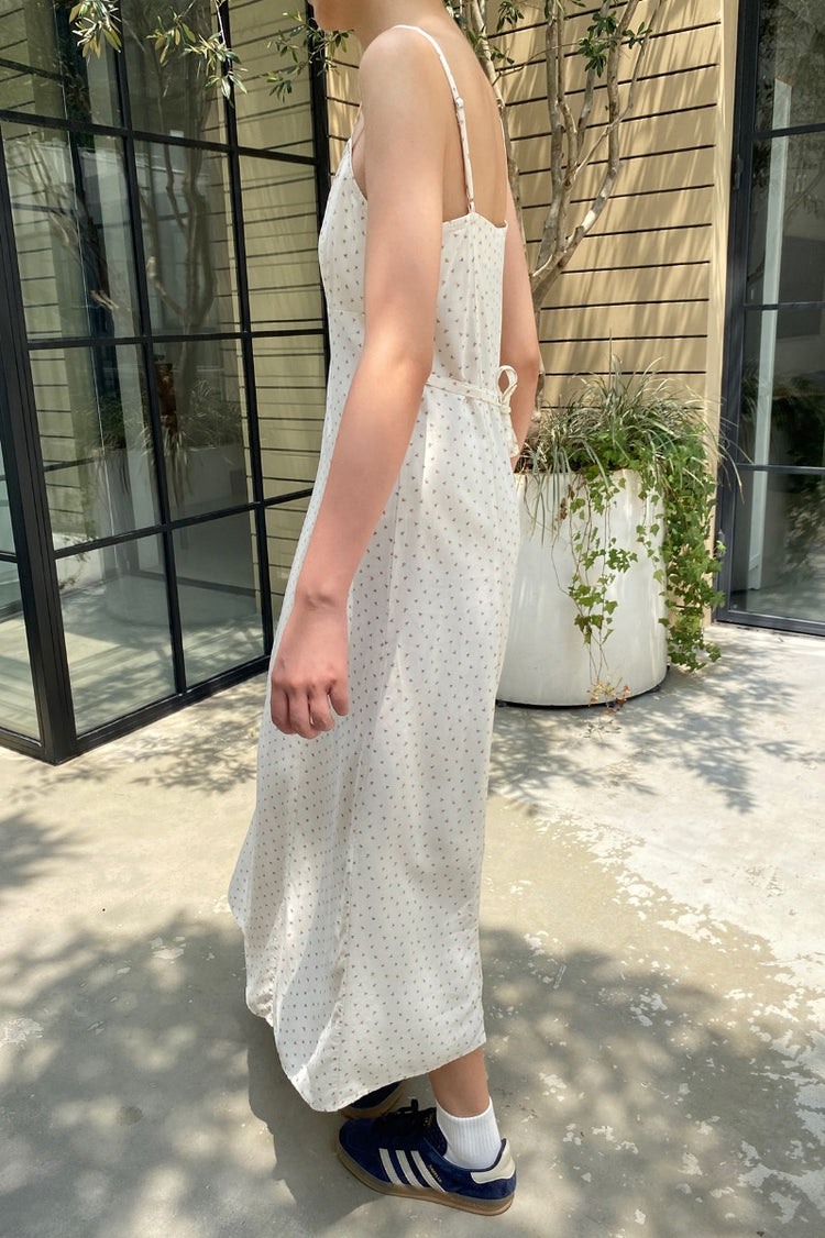 Colleen Floral Dress | Beige with Red Floral / S
