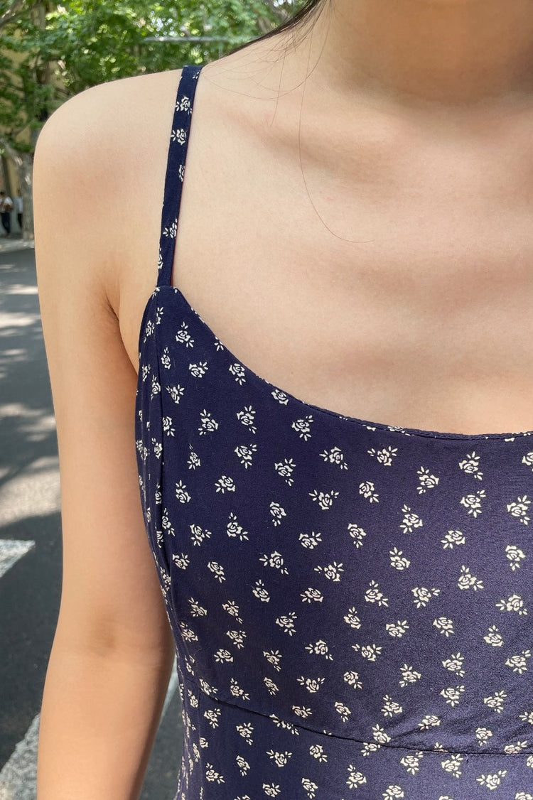 Colleen Dress | washed navy blue with white floral / S