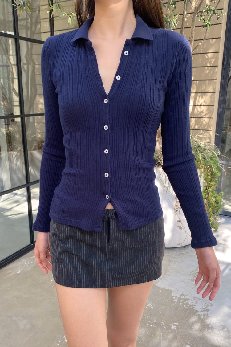 Caroline Long Sleeve Top | Navy Blue / S