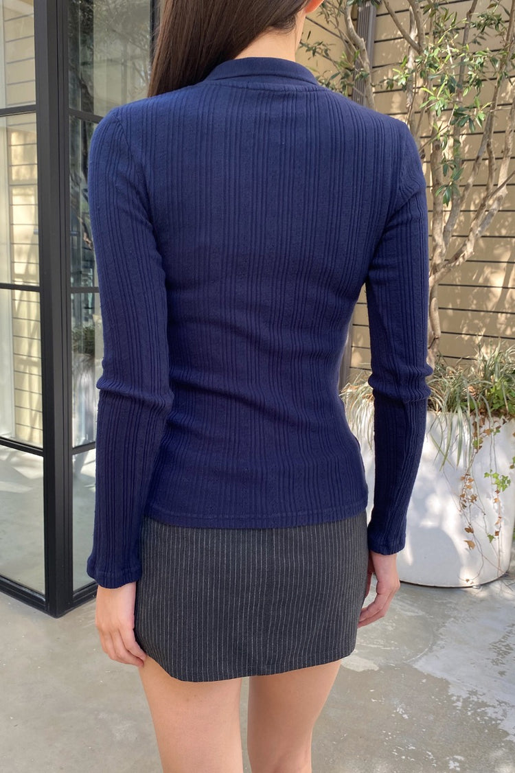 Caroline Long Sleeve Top | Navy Blue / S