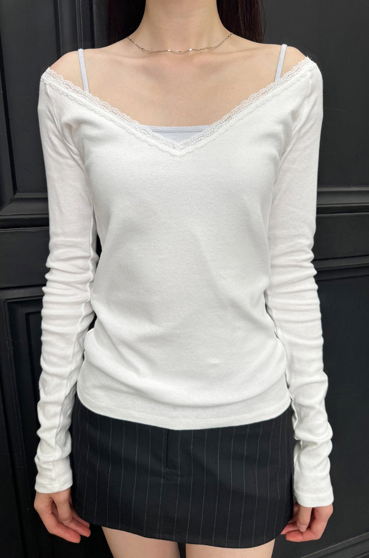 Larissa Long Sleeve Top | White / XS/S