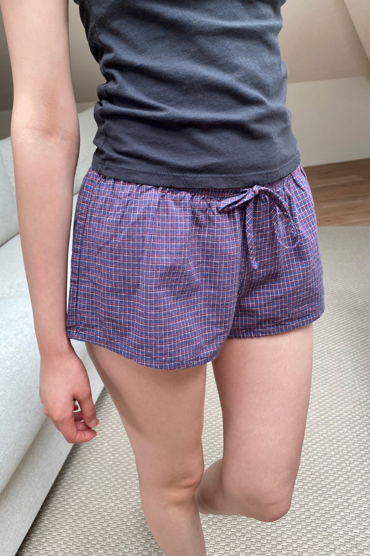 Mary Lou Sweatshorts | Dark blue plaid / S