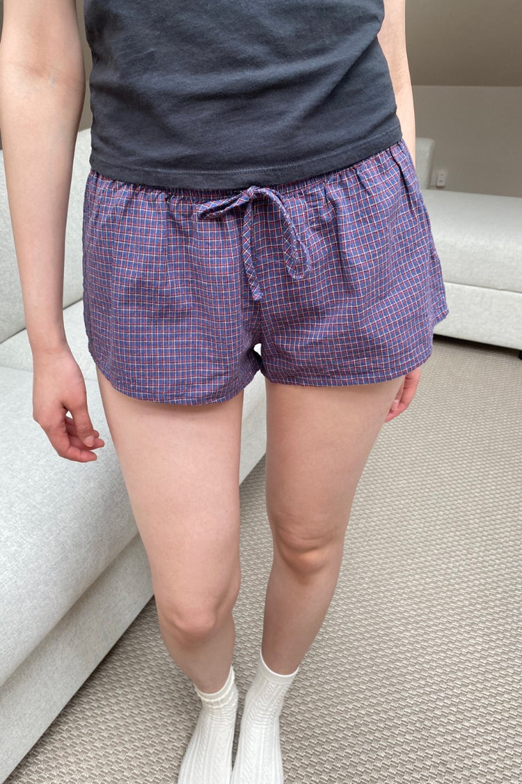 Mary Lou Sweatshorts | Dark blue plaid / S