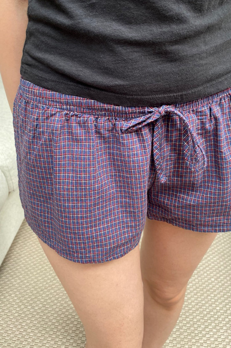 Mary Lou Sweatshorts | Dark blue plaid / S