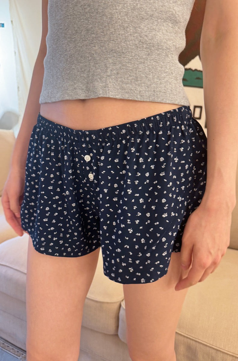 Navy With White Floral / XS/S