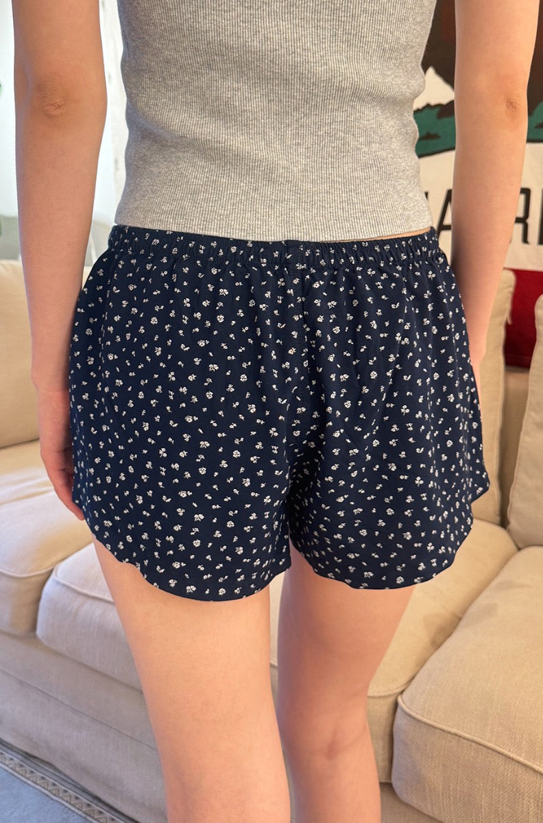 Navy With White Floral / XS/S