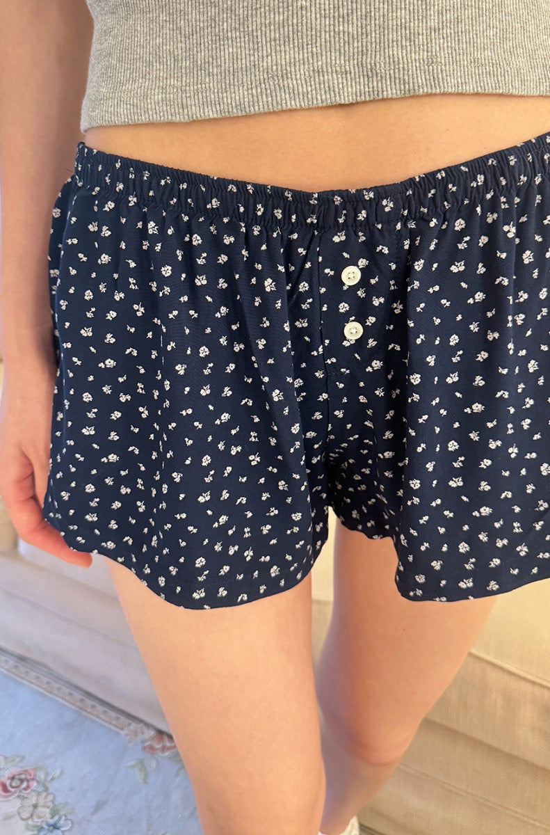 Navy With White Floral / XS/S