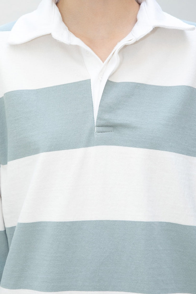 Evelyn Oversize Top | Blue Green Beige Stripe / Oversized Fit