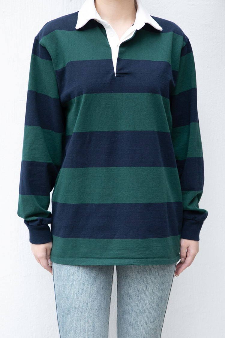 Evelyn Oversize Top | Green Navy Blue Stripe / Oversized Fit