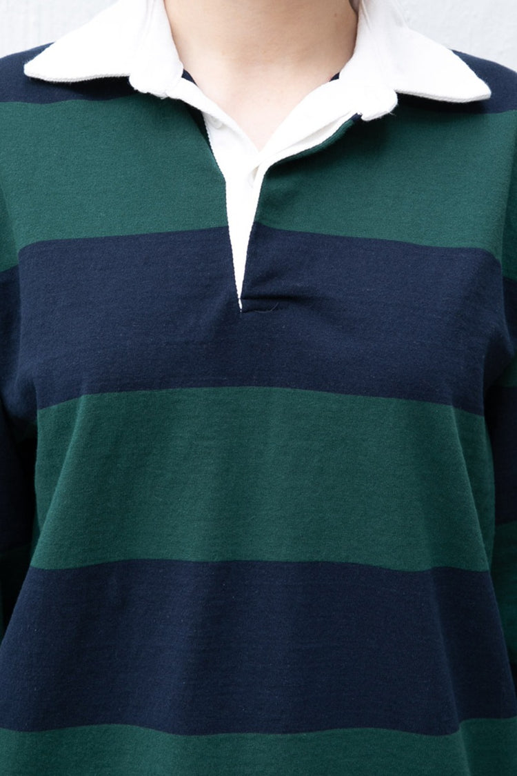 Evelyn Oversize Top | Green Navy Blue Stripe / Oversized Fit
