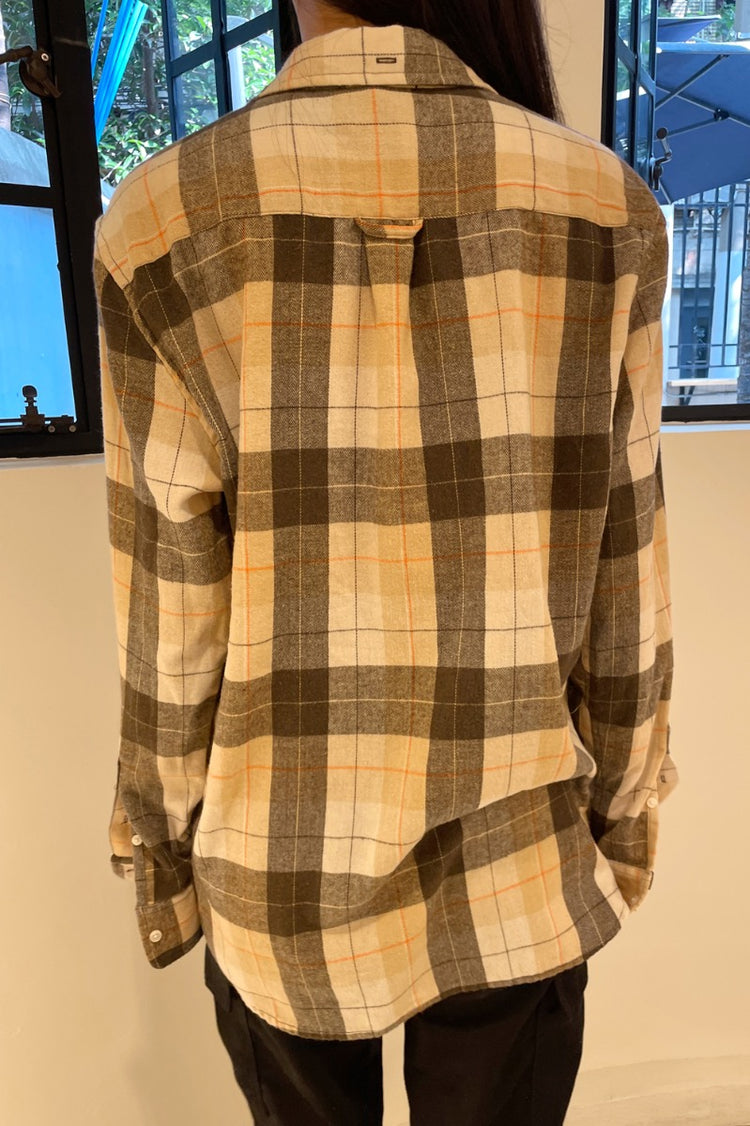 Hazel Flannel Top | Tan Brown Cream Plaid / S/M