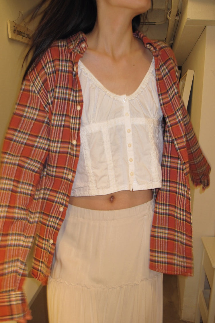 Hazel Flannel Top | Red Yellow Black Blue Plaid / S/M