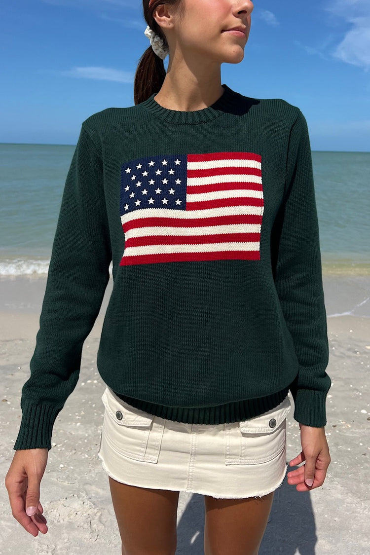 Nico American Flag Sweater | dark green 1 / S/M