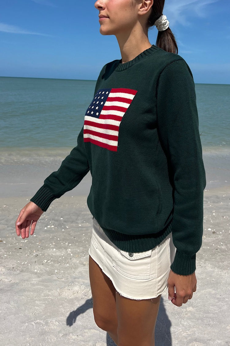 Nico American Flag Sweater | dark green 1 / S/M