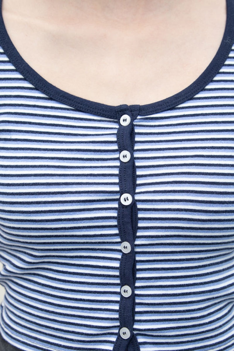 blue and white striped / S