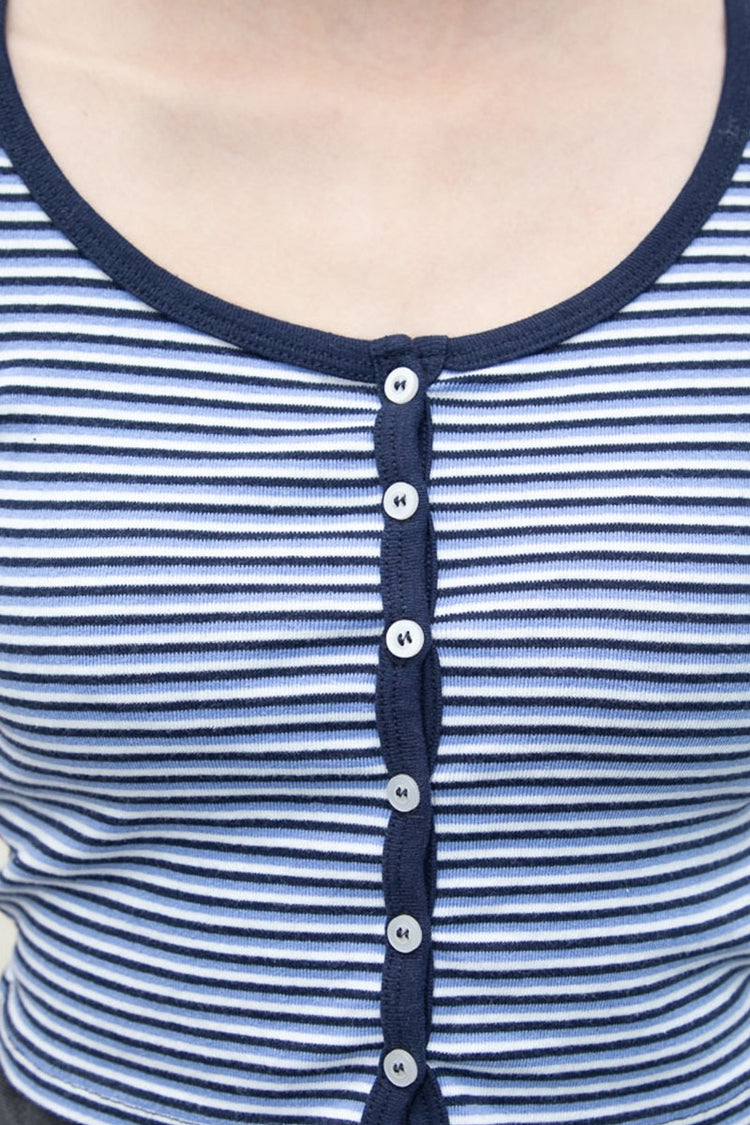 Zelly striped top | blue and white striped / S